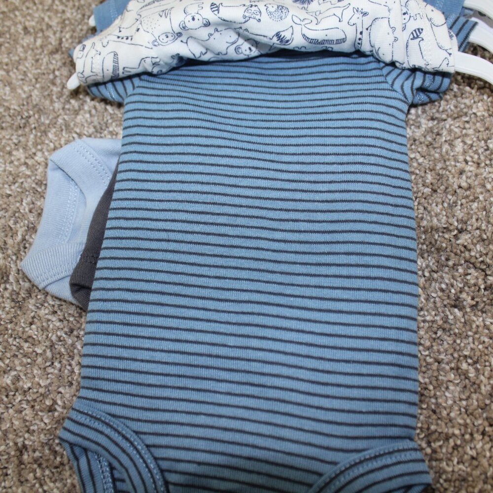 Carter's Preemie Bodysuit 5-Pack Blue Animals S/S Baby Boys Tops Spring NWT - Picture 3 of 6